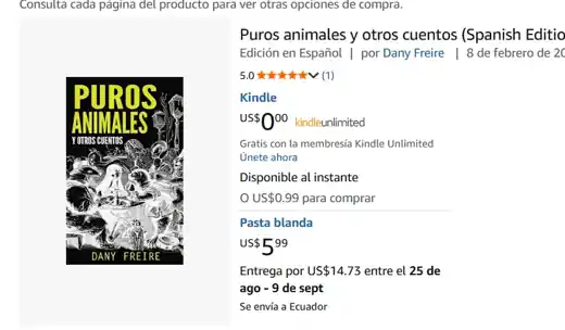 Puros animales y otros cuentos publicado en Amazon